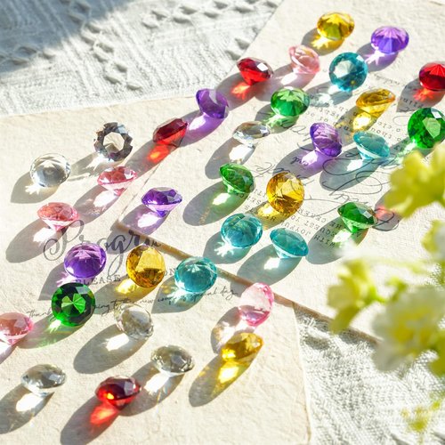 HDCRYSTALGIFTS Multi-Color Art Glass Diamonds - 36pcs 0.8'' Crystal Gems for Weddings & Parties