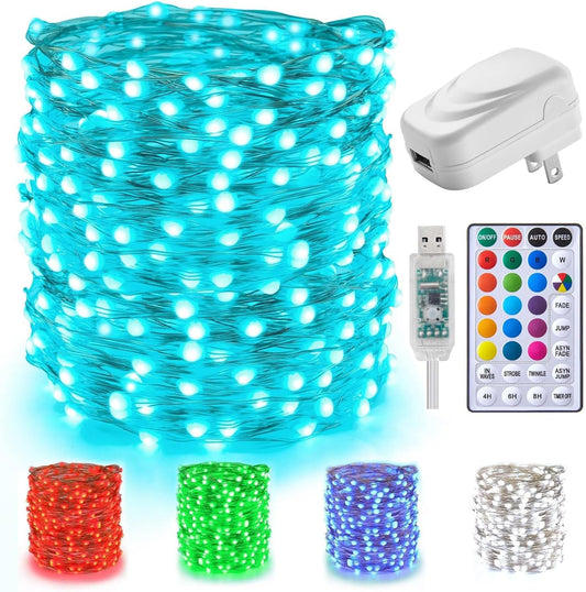 Minetom Color Changing Fairy String Lights - 66 Feet, 200 LED Waterproof Twinkle Lights with Remote & 4 Modes
