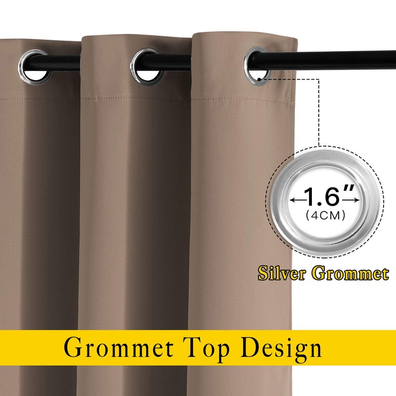 NICETOWN Blackout Sliding Door Curtains 2 Panels 102 inches Length - Grommet Privacy Sun & Heat Reducing Window Curtains & Drapes for Bedroom/Living Room (W66 x L102, Cappuccino)