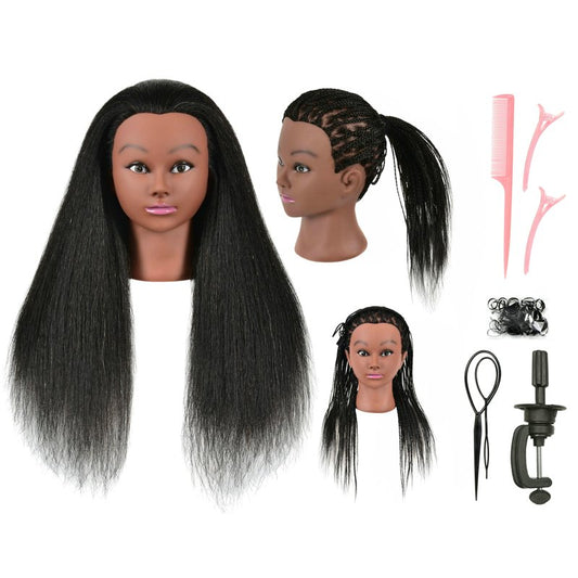 LOHXINHAIR 30 Inch 100% Real Human Hair Mannequin Head Manikin Manican Training Doll Head with Stand for Hairdresser Practice Braiding Styling Bleaching Dyeing Curling Cutting Dark Black