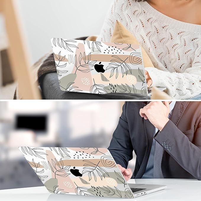 TWOLSKOO for MacBook Air 15 inch Case 2025 2024 2023 Release M4 A3241 M3 A3114 M2 A2941, Plastic Hard Shell & Screen Protector & Keyboard Cover & Trackpad Film, Tropical Leaves