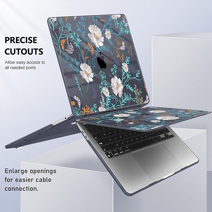 Lepeoac Case for MacBook Pro 13 inch Case M2 2022-2016 A2338 M1 A2251 A2289 A2159 A1989 A1708 A1706, Plastic Hard Shell + Keyboard Cover + Dust Plug, Rustic Flowers