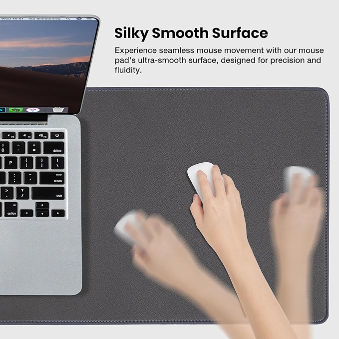 ALOANES Waterproof Mouse Pad with Durable Stitched Edge, Gaming Keyboard, Non-Slip Rubber Base Mouse Mat, Desk pad for Gamer, Office& Home, Dark Gray Mousepad XL(31.50"x11.81"x0.12")