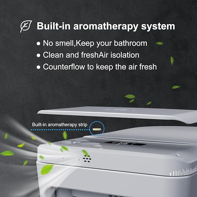 Smart Toilet with Auto Open/Close Lid for bedroom Heated Seat with Remote Control,Hidden Foam Shield, Multiple Cleaning Modes, Ambient Lighting,Soft Flush Feature Warm Water & Dryer