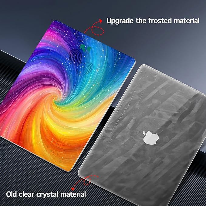 Lepeoac Case for MacBook Pro 16 inch Case 2026-2021 | M5 A3429 A3428 M4 M3 M2 M1 Pro/Max | Protective Hard Shell Laptop Cover with Screen Protector & Keyboard Cover | Swirling Rainbow