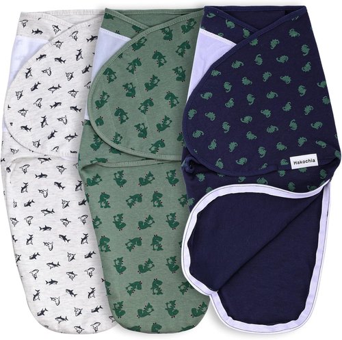 Hakochia Baby Swaddle Sleep Sacks - Easy Diaper Change for Newborns 0-3 Months | 3-Pack for Boys & Girls
