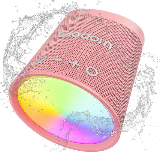 Gladorn Portable Bluetooth Speaker Wireless with 9 Color Lights, 20H Playtime, Stereo Pairing, Deep Bass, IPX6 Waterproof, Bluetooth 5.3, Small Speaker for Home, Party, Outdoor, Camping, Beach, Gift