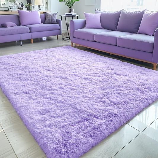 OLANLY 5x7 Large Area Rug - Soft Fluffy Shaggy Carpet for Living Room & Bedroom | Light Purple Decor