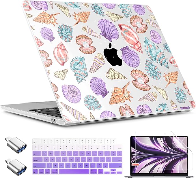 TWOLSKOO for MacBook Air 15 inch Case 2026 2025 2024 2023 Release M5 A3448 M4 A3241 M3 A3114 M2 A2941, Plastic Hard Shell & Screen Protector & Keyboard Cover & Type C Adapter, Colorful Shells