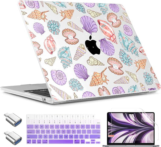 TWOLSKOO for MacBook Air 15 inch Case 2026 2025 2024 2023 Release M5 A3448 M4 A3241 M3 A3114 M2 A2941, Plastic Hard Shell & Screen Protector & Keyboard Cover & Type C Adapter, Colorful Shells