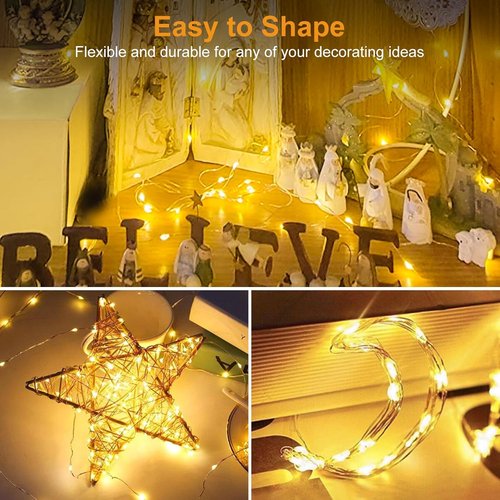 Btfarm 24 Pack Fairy Lights - Battery Operated 7ft Twinkle String Lights | Waterproof Mini Silver Wire for Weddings & Decor