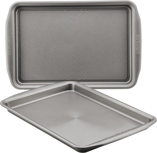 Circulon Nonstick Cookie Pan Set - 2-Piece Baking Sheets for Perfect Cookies | Gray Finish