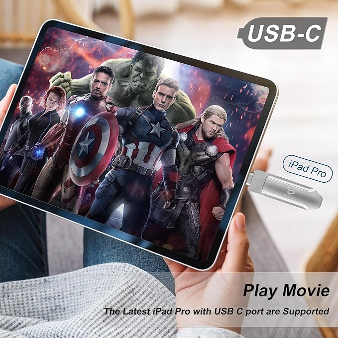 512GB Photo-Stick-iPhone-17/16/15-Flash-Drive iPhone USB C Memory Stick One-Click Backup Photos Videos & Contacts Secure-External-Storage-iPad-Photo-Backup-Thumb-Drive Android-Photo-Storage-Stick