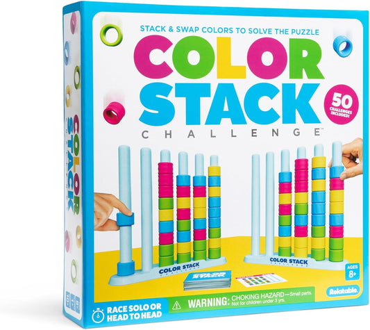 Relatable Color Stack Challenge - Fast-Paced Color Matching Puzzle Game for Parties | Includes 2 Stack Racks, 50 Cards, 80 Rings