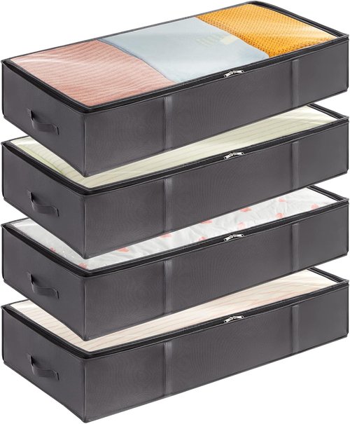 Lifewit 95L Under Bed Storage Containers - Large Capacity Blanket Bags with Reinforced Handles | Grey