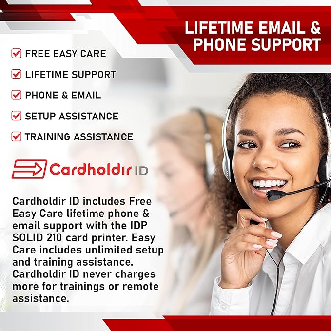 Cardholdir ID Easy Badges Solid 210 ID Badge Printer | with Beginner Software, & Everything Needed to Design and Print 400 ID Cards, | Single Sided Employee & Student ID Card Printer