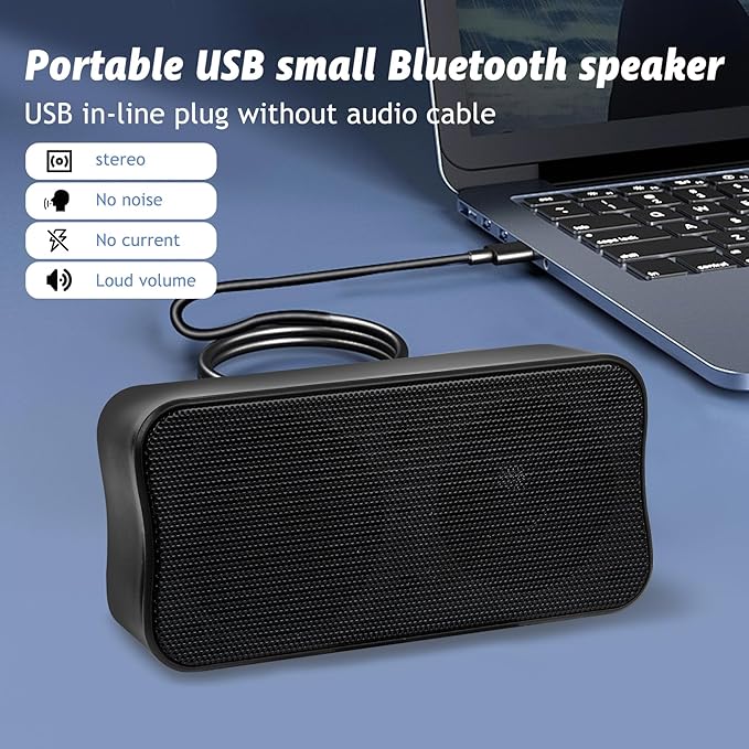 DEPUDA USB Computer Speakers for Desktop PC, Laptop Speaker, Portable Mini Stereo Speakers, Plug and Play, Clear Sound, Compact Size, Black