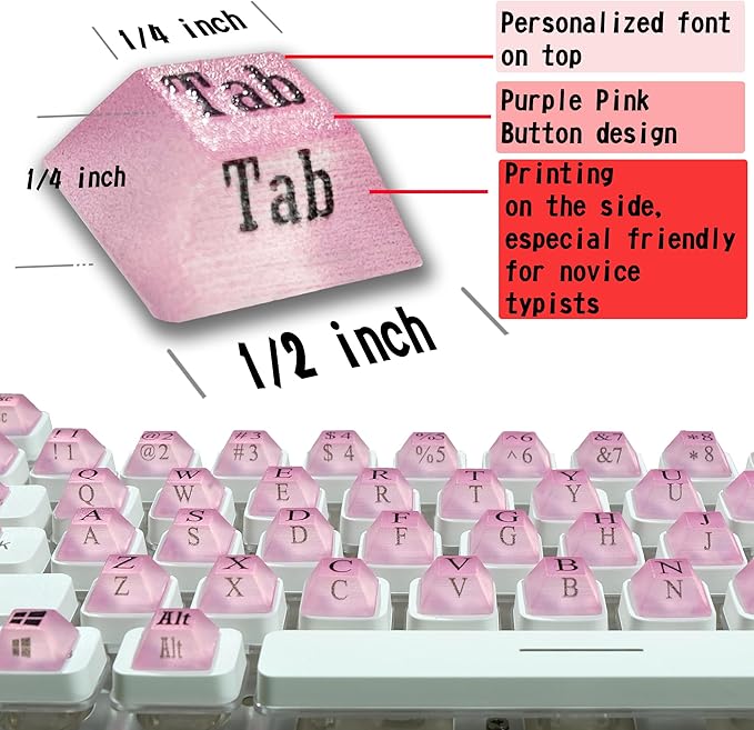 Ivaso 80 Pcs Keyboard Sticker for Long Nails Typing and Gaming, Symbolic and Alphanumeric Sticky Silicone Keys for Keyboards and Laptop (Purple)
