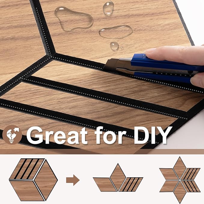 Mollywell Acoustic Panels, PVC Wood-Grain, 14x12 Inch Hexagon Carved Sound Proof Wall Tiles, Self-Adhesive High Density Felt for Home Theater/Studio/Office Echo Reduction, 12 Pack Walnut, S4