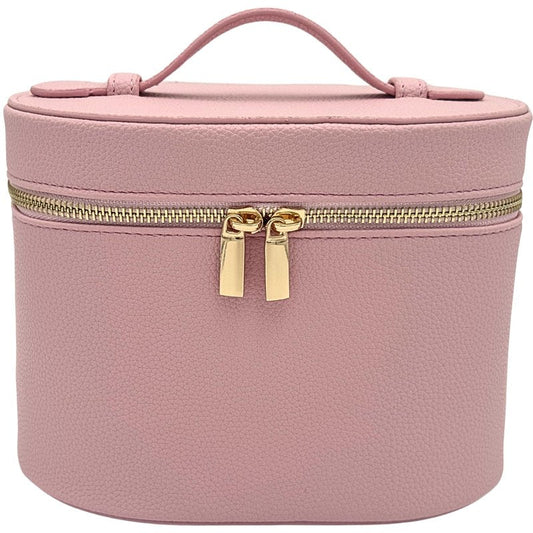 JAZD Vanity Case Makeup Bag with Removable Organizer Divider, Travel Toiletry Cosmetic Organizer for Women (PINK)