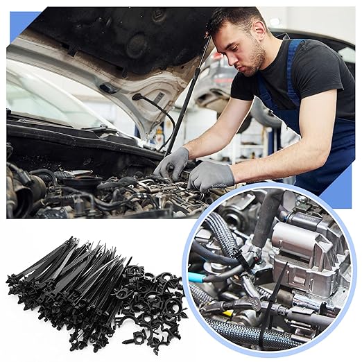 Funnymoom 150 pcs Car Wire Loom Routing Clips Push Mount Cable Tie Assortment 10 Sizes Car Harness Routing Clips Universal Wiring Harness Replacement Parts for Automotive