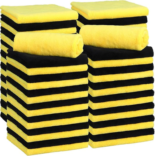Shimeyao 30 Pcs 16 x 16 Inch Edgeless Microfiber Plush Towels for Cars Detailing Drying Wash Polishing Absorbent Cleaning Cloths, 500 GSM(Yellow)