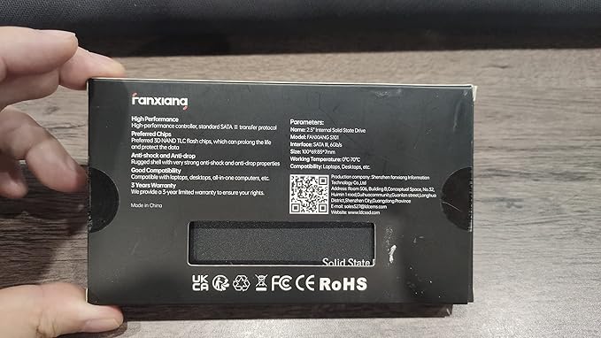 fanxiang SSD 2TB Internal Solid State Drive SATA III 6Gb/s 2.5", 3D NAND, SLC Cache, Up to 520MB/s, Compatible with Laptops and PC Desktops(S101)
