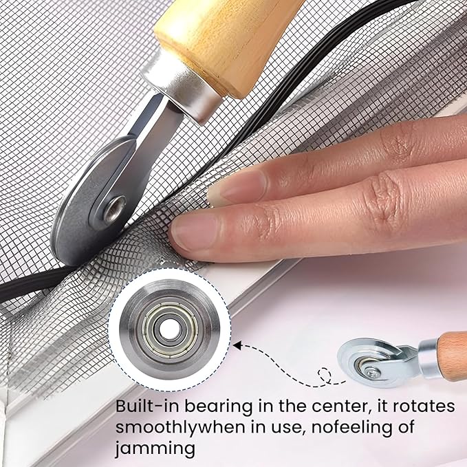 ZIUZI 4 in 1 Screen Repair Kit, Screen Roller Tool Kit Inlcuded Metal/Nylon Screen Roller Tool, Spline Removal Hook and Screen Clips, Screen Repair Tool for Installing Door Window Mesh