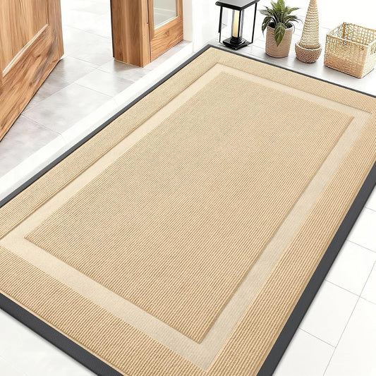 OLANLY Waterproof Front Door Mat - All-Season, Fade Resistant, Easy Clean | 47x32 Inches, Beige