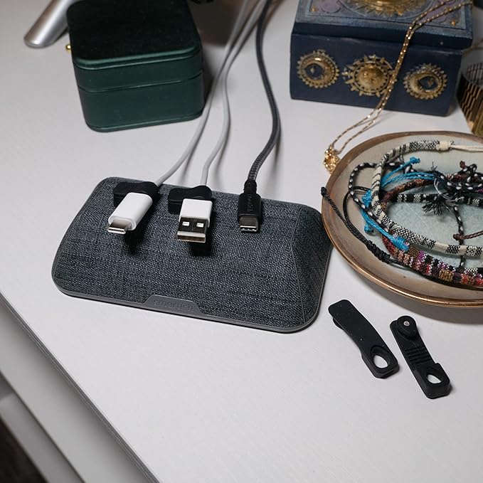 Smartish® Magnetic Cord Holder - Bigger Cable Wrangler Organizer with Magnet Clips for Charger Management on Desktop, Nightstand - Holds 6+ Cables - Teal Me More