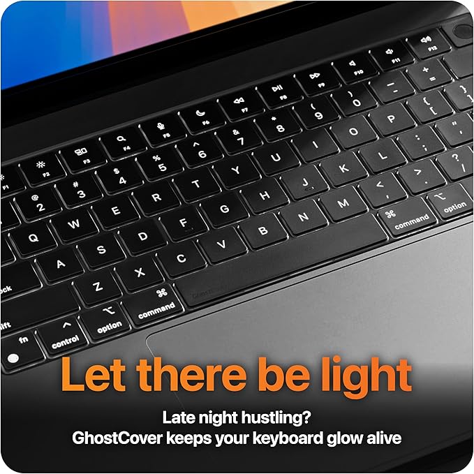 GhostCover Original Premium Ultra Thin Keyboard Cover Protector, Compatible with 2021-2026 MacBook Pro 14"/16" M1-M5 Pro/Max, 2022-2026 M2-M5 MacBook Air 13"/15", US ANSI Layout, Translucent