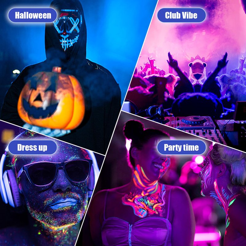 Glow in the Dark Face Body Painting, Glow Blacklight Face & Body Paint Makeup, Mardi Gras Halloween UV Crayon Kit Black Light Birthday Party Camouflage Party Supplies (24 color)