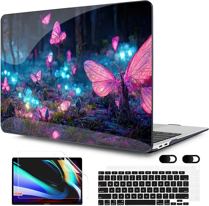 MEEgoodo for MacBook Air 13 inch Case 2021 2020 2019 2018 Released A2337 M1 A2179 A1932 with Touch ID, Plastic Hard Shell & Keyboard Cover Compatible with MacBook Air 13.3, Fantasy Forest
