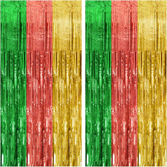 Skiennix Hawaii Party Backdrop - Vibrant Foil Fringe Curtains for Summer Celebrations | 2 Pack