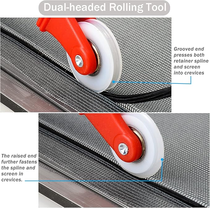 SAKURRY Window Screen Replacement Kit, 48'' x 99'' Fiberglass Screen Mesh with Rolling Tool and Screen Retainer Spline, DIY Adjustable Screen Door Mesh for Window, Door and Patio, Black