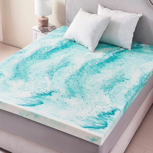 Skiennix 3-Inch Memory Foam Mattress Topper - Gel-Infused for Back Pain Relief | Queen Size 60x80 Inches