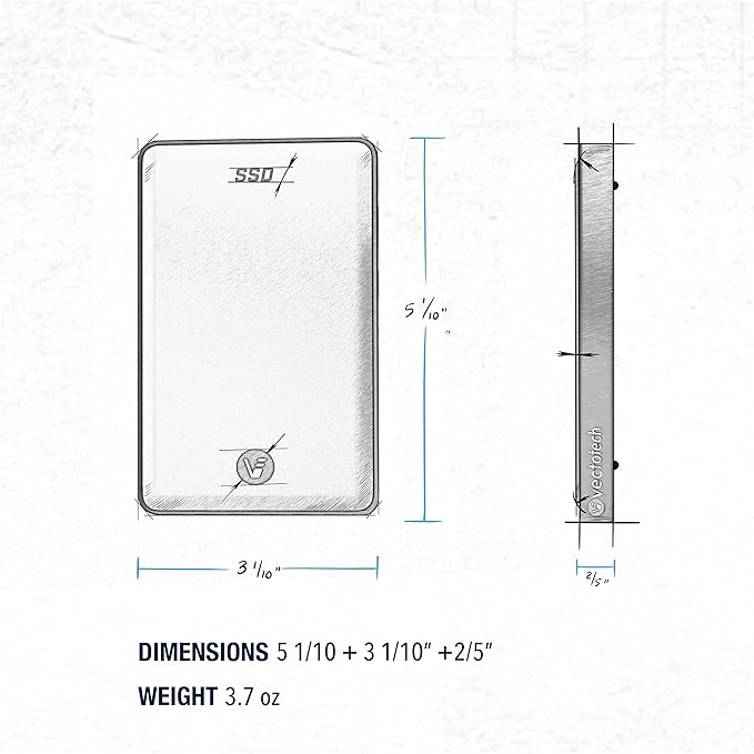 VectoTech 8TB External SSD USB-C Portable Solid State Drive (USB 3.1 Gen 2) | 3D NAND Flash | Rapid