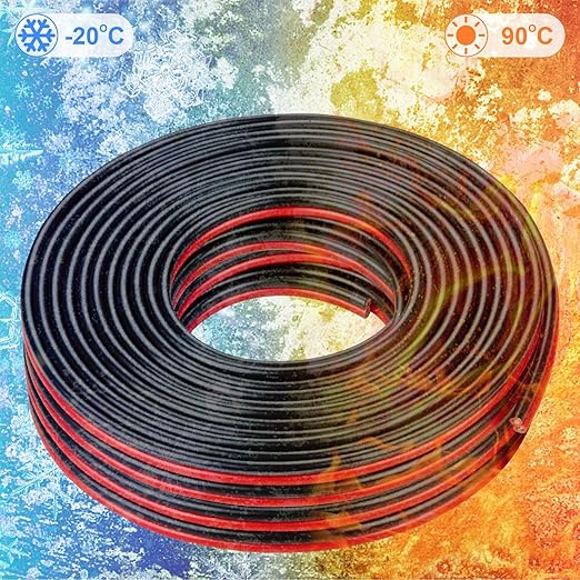Shirbly 10 Gauge Wire 50FT Tinned Copper Wire - 2 Conductor Parallel Wire Insulated Stranded Wire for Solar Panel Car Audio Auto, Low Voltage Electrical Wire for LED Lighting (10AWG 50FT)
