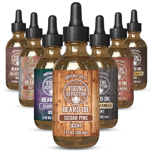 Viking Revolution Cedar and Pine Beard Oil for Men - Natural Argan and Jojoba Beard Softener, Conditioner for Strengthening and Moisturizing (1 Pack)