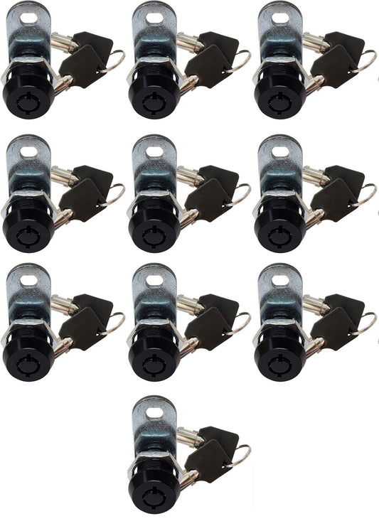 Admiral Locks Tubular Cam Lock, Keyed Alike Removable Key RV Compartment Storage Lock Cabinet Locks (Black Pack of. 10, 5/8 Inch 180°)