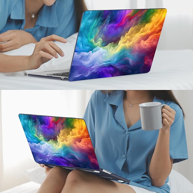 Mektron for 2026 MacBook Air 13-inch M5 Laptop Case A3449 with 13.6-inch Liquid Retina Display Fits 2025 A3240 M4 2024 A3113 M3 2023 A2681 M2 Printed Hard Shell for MacBook Air 13.6", Rainbow Cosmic