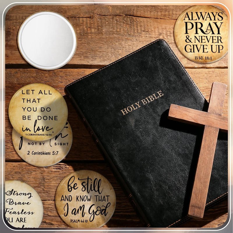GlikCeil 72 Pcs Mini Christian Compact Mirrors for Women Church Gifts Retro Inspirational Bible Verse Pocket Makeup Mirrors Religious Gift for First Communion Church Baptism Party Favors