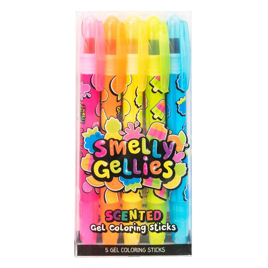 Smelly Gellies - Patented Gourmet Scented Glidewrite Gel Coloring Sticks, Crayons, Highlighters - 5 Count - Gifts for Kids