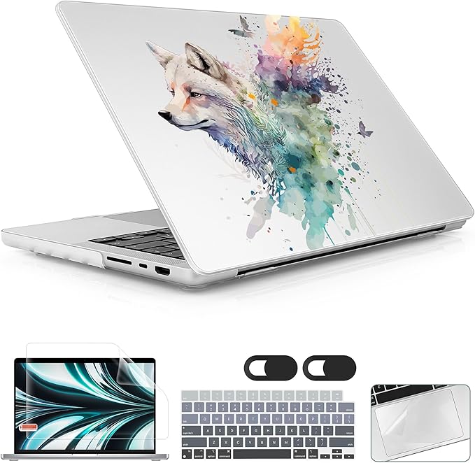 Lepeoac Case for MacBook Pro 16 inch Case 2026-2021 | M5 A3429 A3428 M4 M3 M2 M1 Pro/Max | Protective Hard Shell Laptop Cover with Screen Protector & Keyboard Cover | Wolf