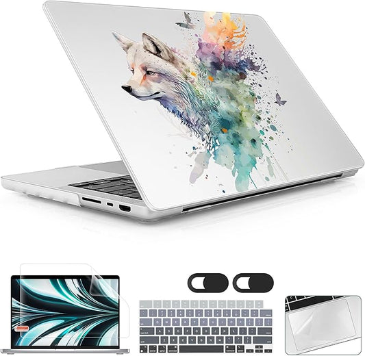 Lepeoac Case for MacBook Pro 16 inch Case 2026-2021 | M5 A3429 A3428 M4 M3 M2 M1 Pro/Max | Protective Hard Shell Laptop Cover with Screen Protector & Keyboard Cover | Wolf