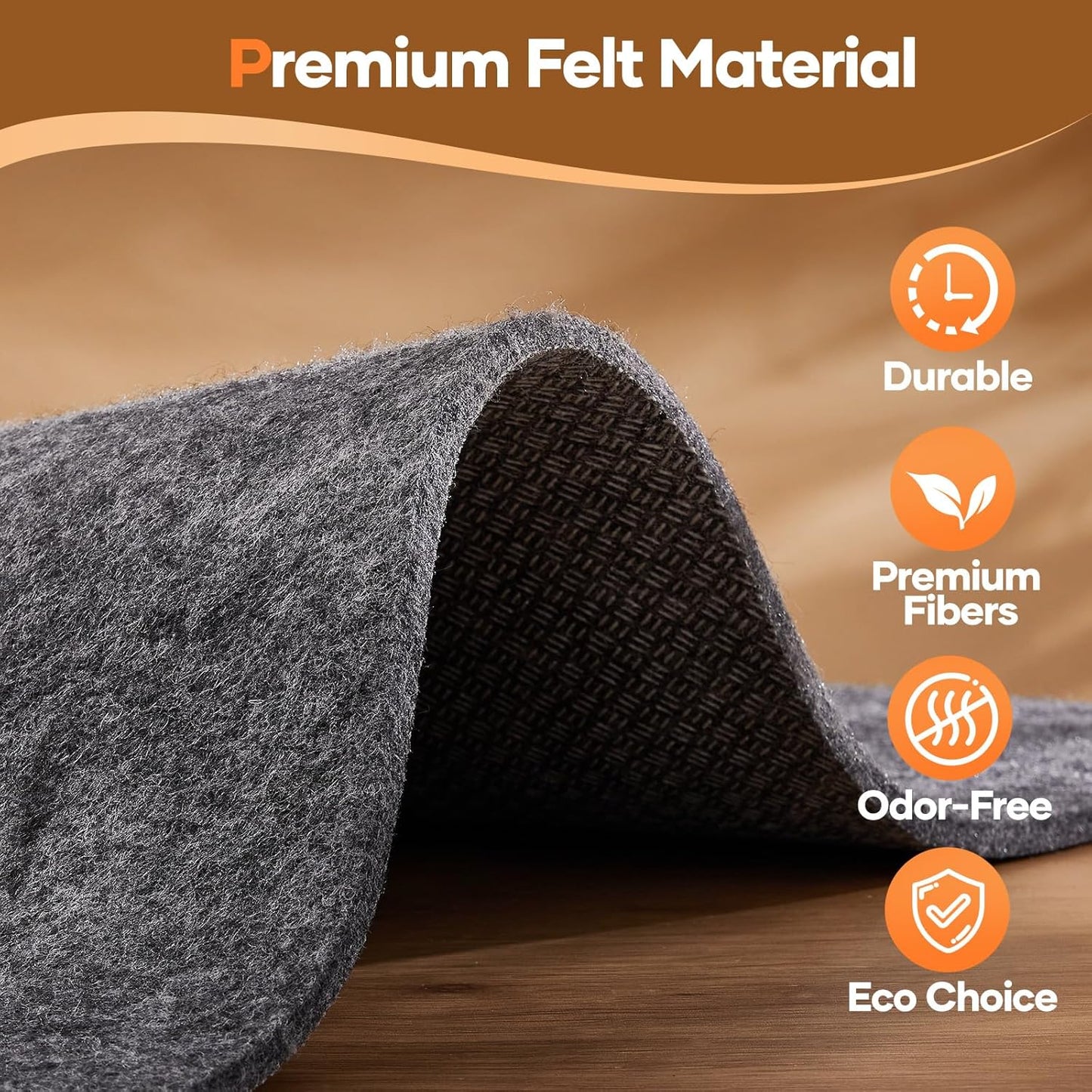 Veken Non-Slip Rug Pad - Cushioned Gripper for Hardwood Floors | 9 x 12 Ft, 1/4 Inch Thick