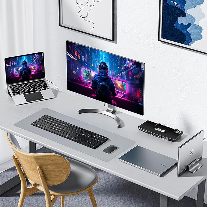 ALOANES Waterproof Mouse Pad with Durable Stitched Edge, Gaming Keyboard, Non-Slip Rubber Base Mouse Mat, Extended Desk pad for Gamer, Office& Home, Gray Mousepad XL(31.50"x11.81"x0.12")