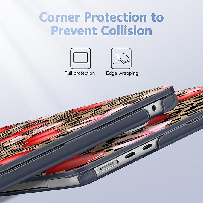 Lepeoac Case for 2026/2025/2024/2023 MacBook Air 15-inch Laptop Release M5 A3448 /M4 A3241 /M3 A3114 /M2 A2941, Stylish Protective Hard Shell Cover for MacBook Air 15.3 inch, Leopard Cherry