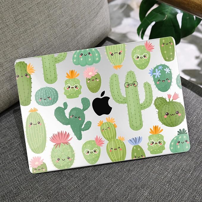 MEEgoodo Case for M5/M4/M3/M2 MacBook Air 13 inch Case 2026 2025 2024 2022, Fit Model A3449/A3240/A3113/A2681, Laptop Hard Shell Compatible with MacBook Air 13.6-inch, Smiley Cactus
