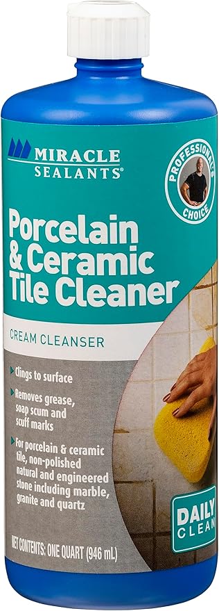 Miracle Sealants Porcelain & Ceramic Tile Cleaner, Scrubbing Compound for Tile, Stone, Glass, Dirt, Stain & Hardwater Spot Remover, Quart